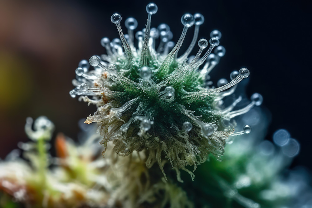 Trichomes are tiny, glistening crystalline glands that emit fragrance, act as a deterrent and offer protection.